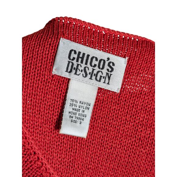 Vintage Chico's Design Size 2 / Large Red Sleeveless V-neck Sweater Vest - Picture 6 of 6